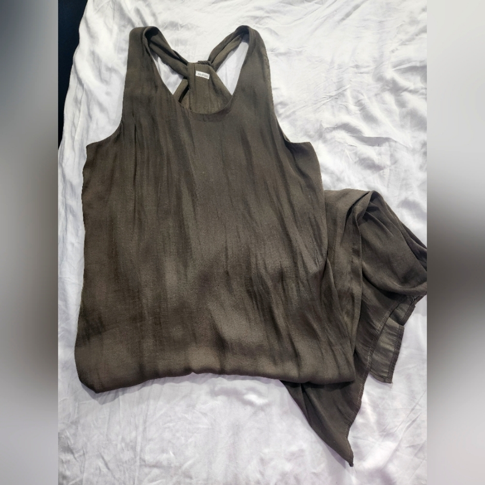 PHILOSOPHY (Thrifted) Olive Green Midi Dress with Side Slits
